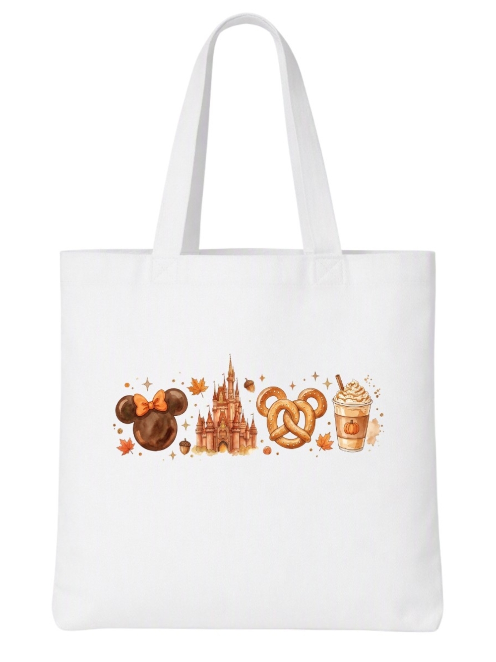 White Tote Bag with Autumn Disney Theme Print
